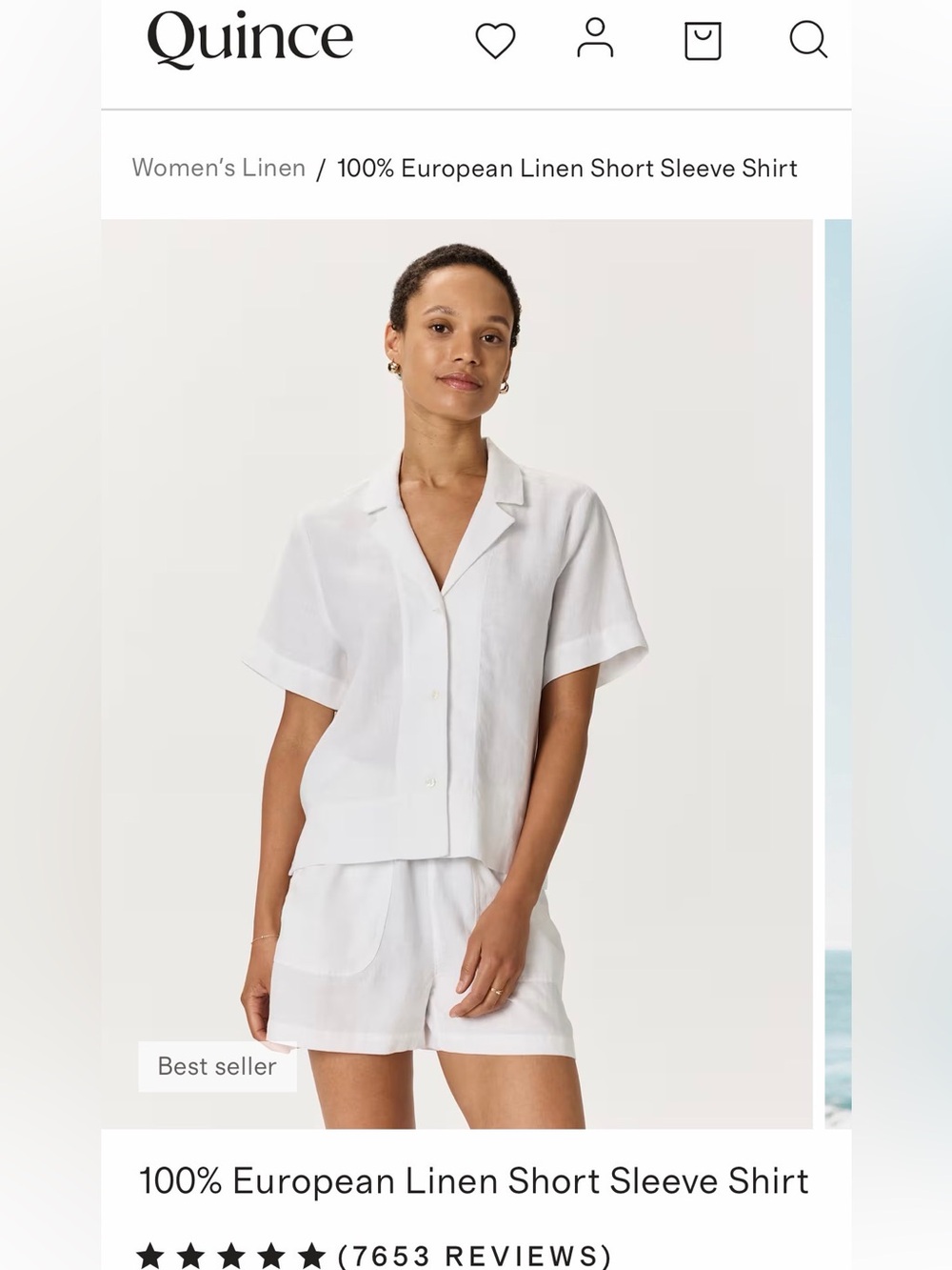 Quince White Linen Short Sleeve Camp-Collar Shirt